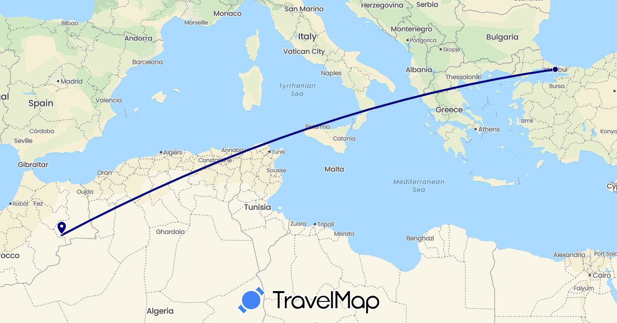 TravelMap itinerary: driving in Morocco, Turkey (Africa, Asia)